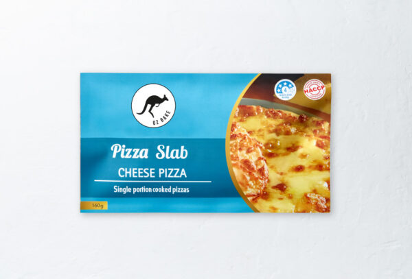 oz bake cheese pizza single, ready to eat inside it's pie warmer ready packaging for school canteens as a healthy pizza